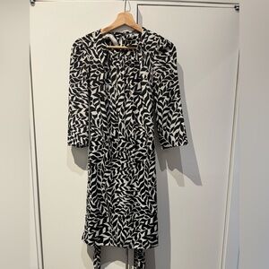 3/4 sleeve belted waist dress